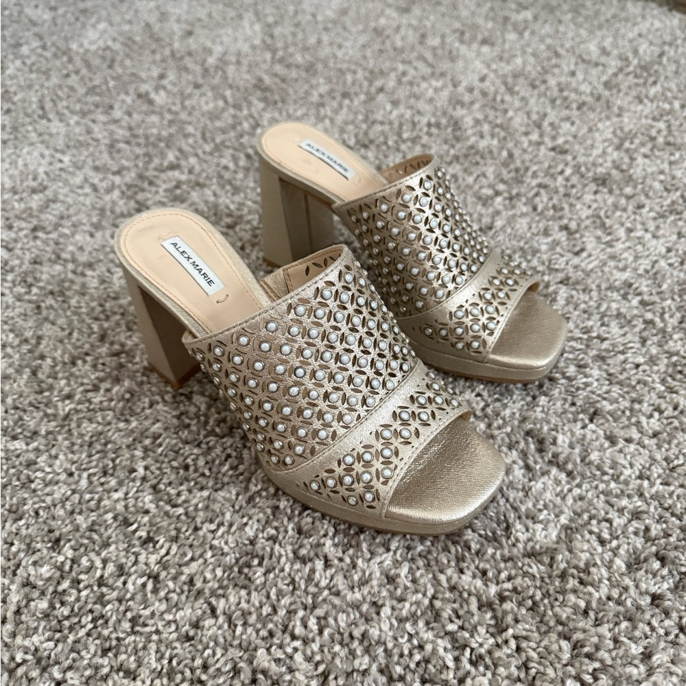 Alex Marie Gold Studded Heels